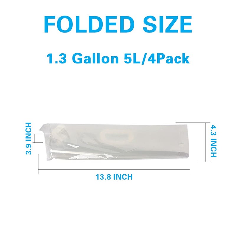 Soddeph Collapsible Water Container Bag, BPA Free Food Grade Clear Plastic Storage Jug for Sport Camping Riding Mountaineer,Freezable, Food Grade (4-pack-1.3 Gal) - Image 3